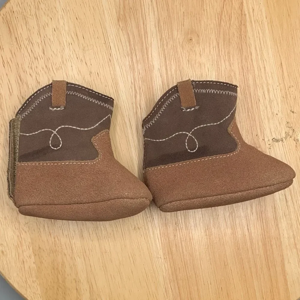 BABY NEWBORN | 0-3 MONTHS UNISEX WESTERN BOOTIES | BROWN TAN LEATHER